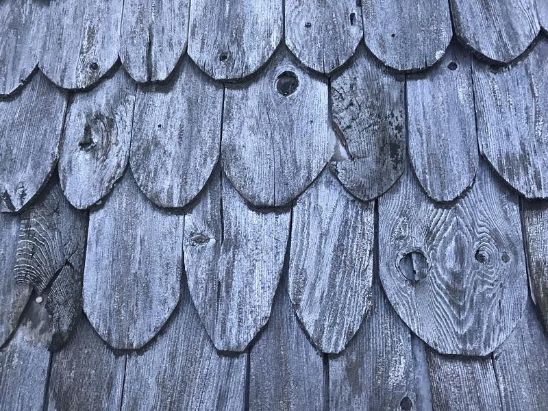 Historic wood shingles, showing wear