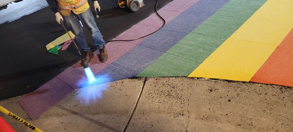 rainbow crosswalk installation
