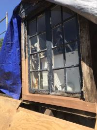 Ghost marks on the side of the dormer frame