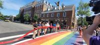 pride crosswalk ribbon cutting