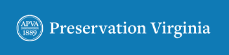 Preservation Virginia logo, white on blue