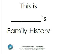 Family History activity cover sheet