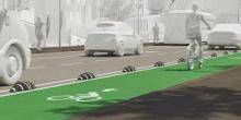 Rendering of a bicycle lane protected by Ziclas