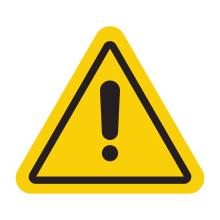 Caution sign showing yellow triangle with black exclamation mark in center