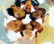 Group of diverse teens in a huddle