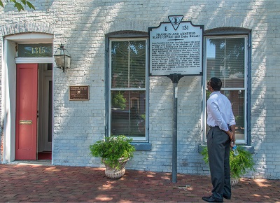 Freedom House Museum with historic marker (credit, R. Kennedy for Visit Alexandria)
