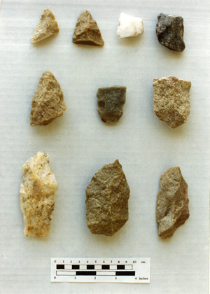 Prehistoric stone tools from the Stonegate site, 44AX166