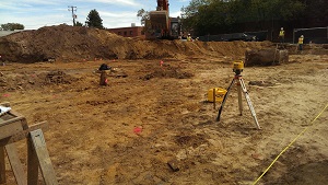 Archaeologists excavating the 1749 shoreline, Hotel Indigo site