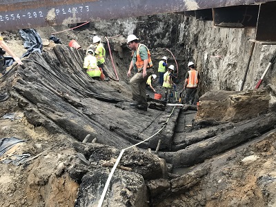 Excavation of Ship 3 at the Robinson Terminal South site (October 2018)