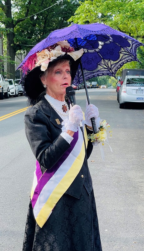 Lynn Garvey Hodge portrays Suffragist Mrs Robert Walker (2021)