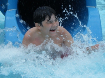 TR Participant on a Water Slide