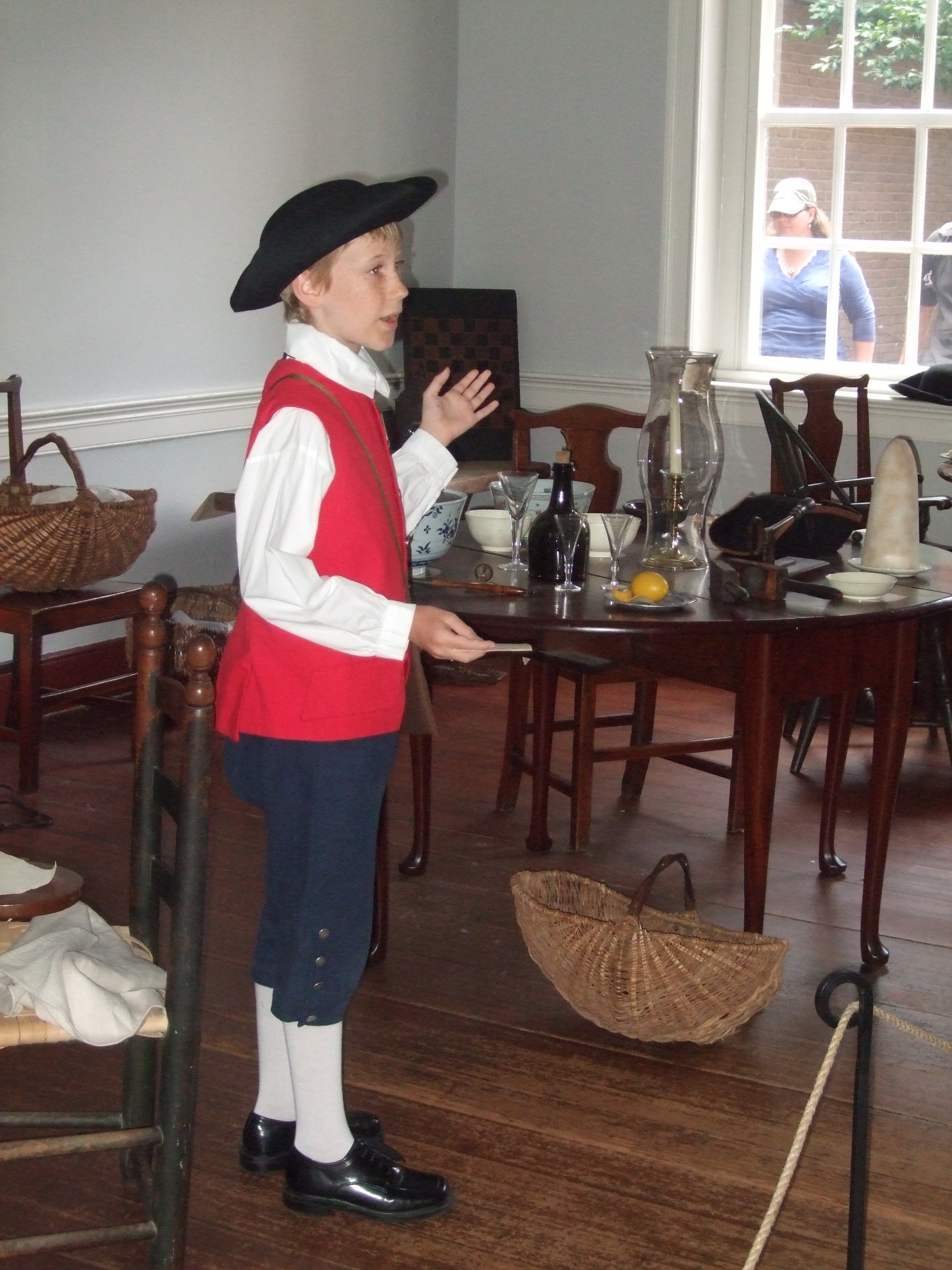 Junior Docent Andrew in historic outfit at Gadsby's Tavern Museum