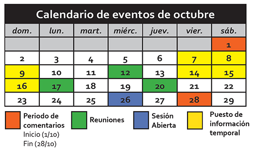 Calendario de eventos de octubre