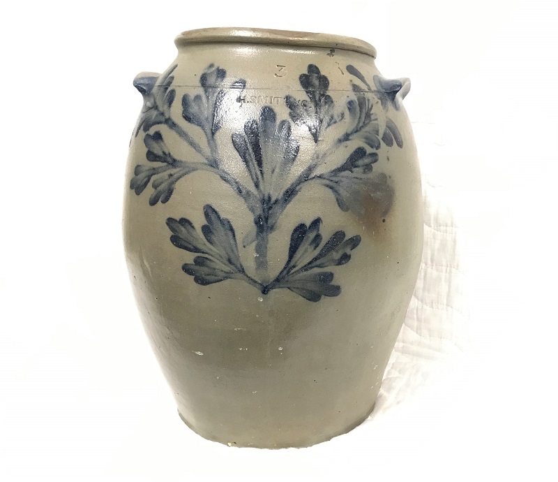 H. C. Smith 3-gallon stoneware jar with brushed cobalt decoration