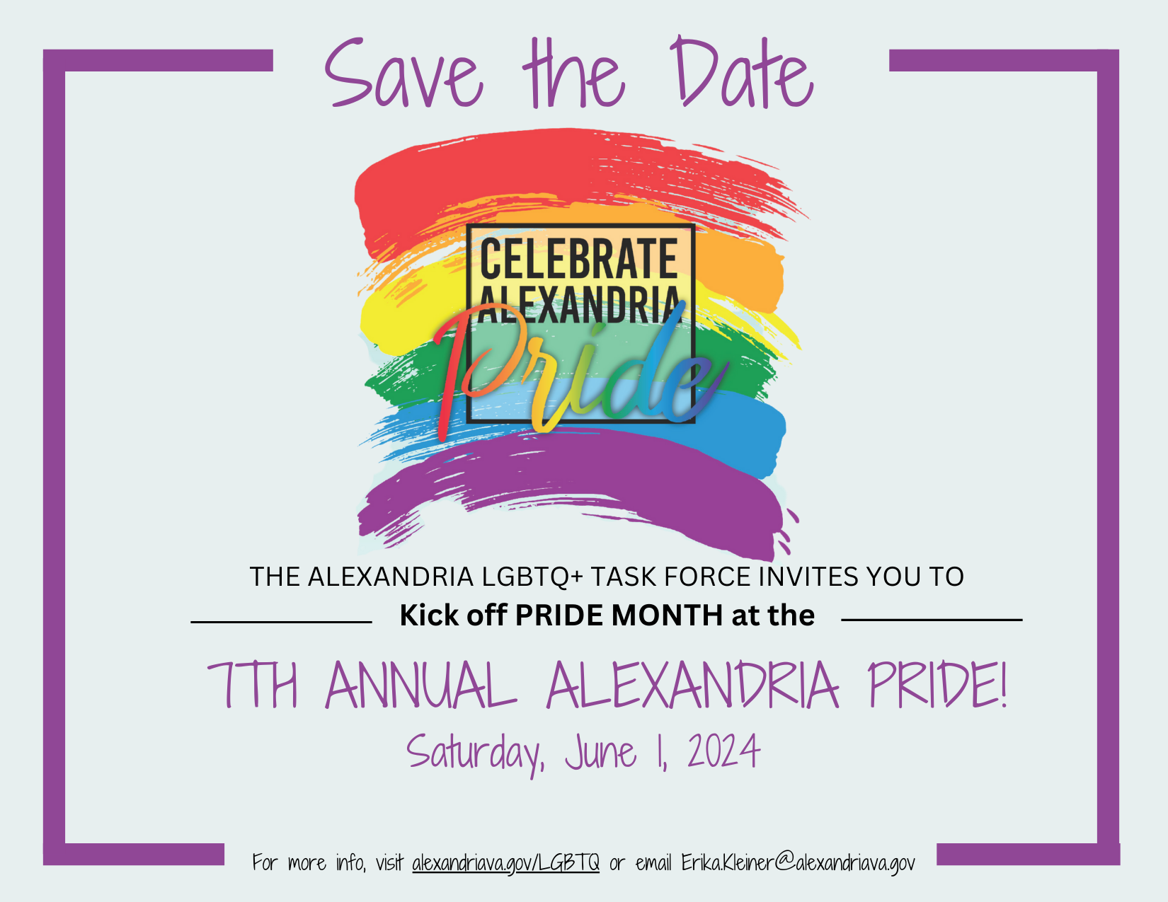 Celebrate Alexandria pride Save the Date