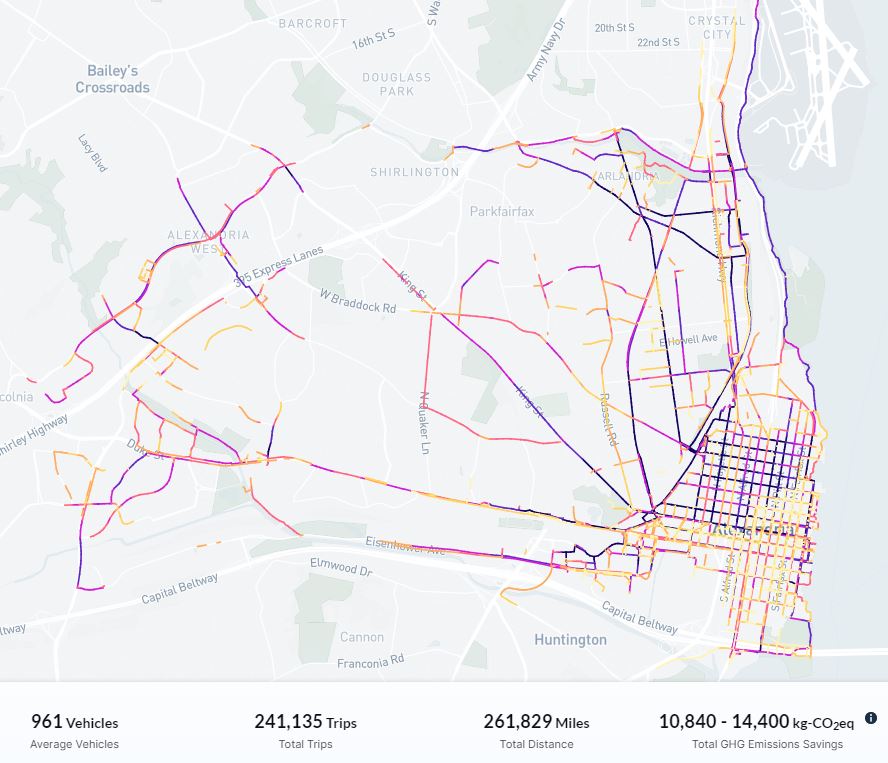 Map of typical routes taken by dockless vehicles
