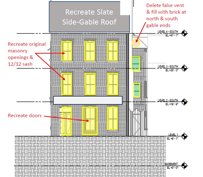 Drawing of front elevation showing proposed changes