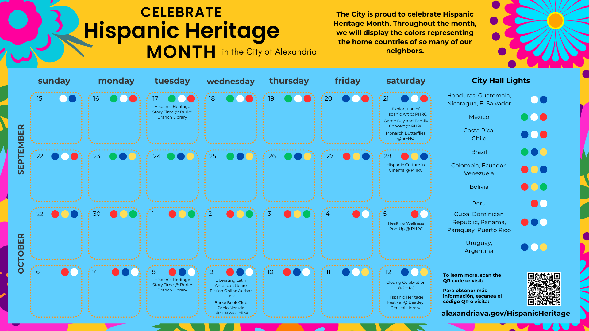 Hispanic Heritage Month Calendar of Events