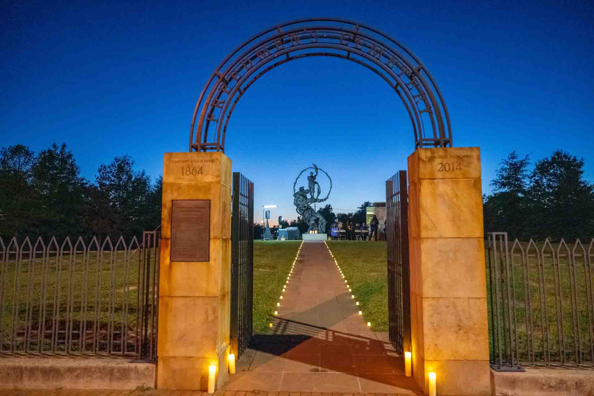 candlelight at gate and lighting path