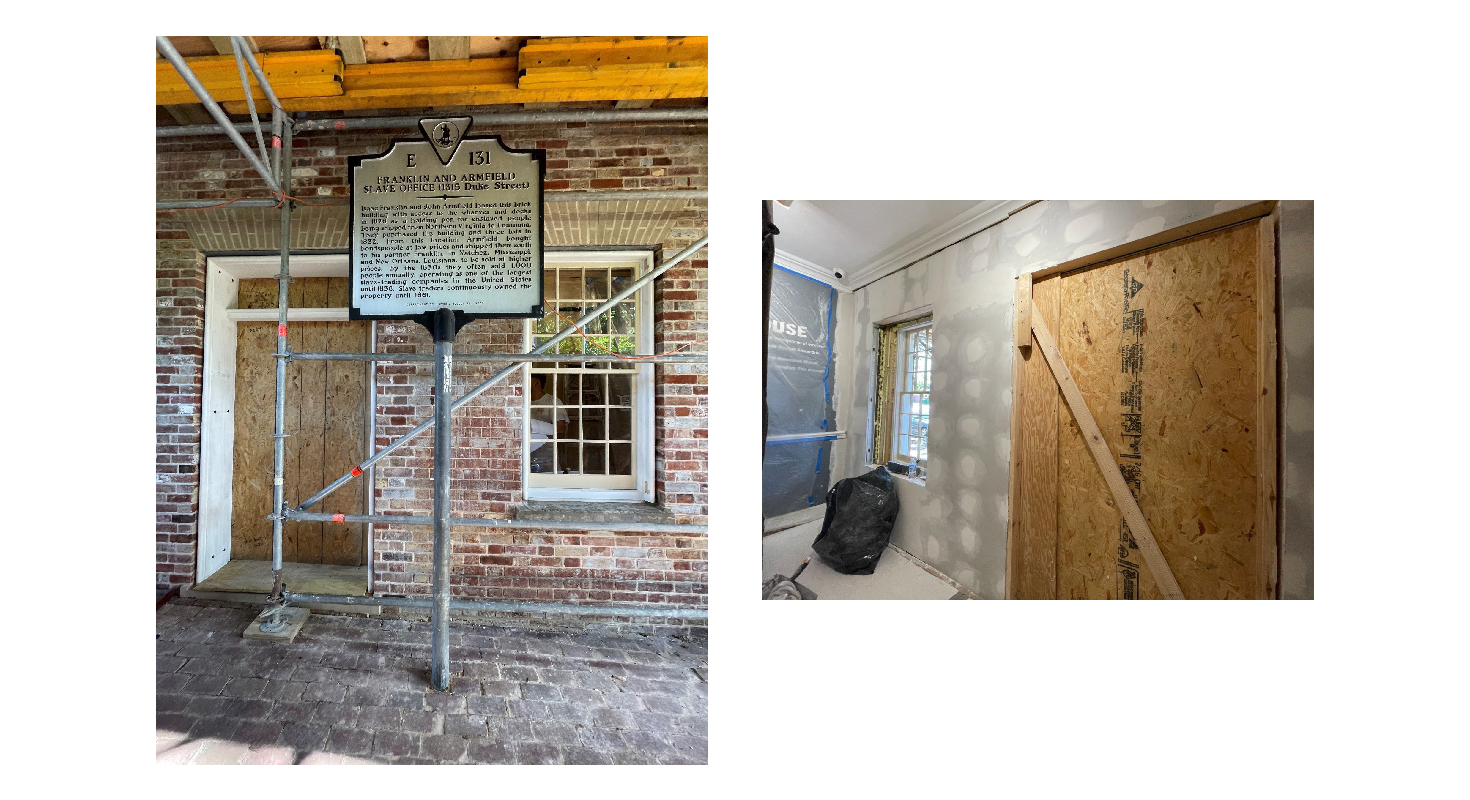 exterior and interior views, returning south facade to original appearance