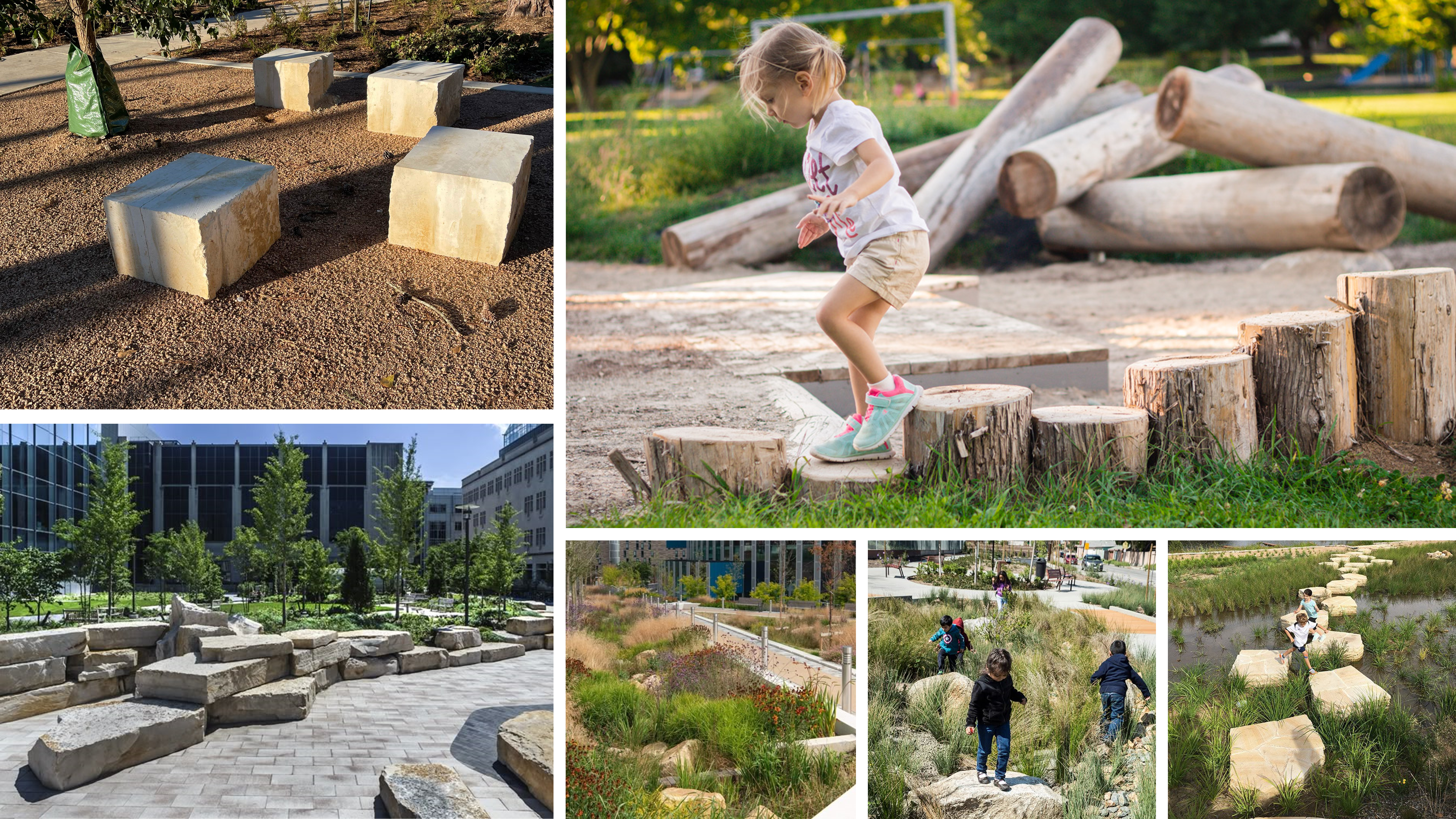 Images selected by the project design team to serve as inspiration for the bioretention features proposed for Point Lumley Park.