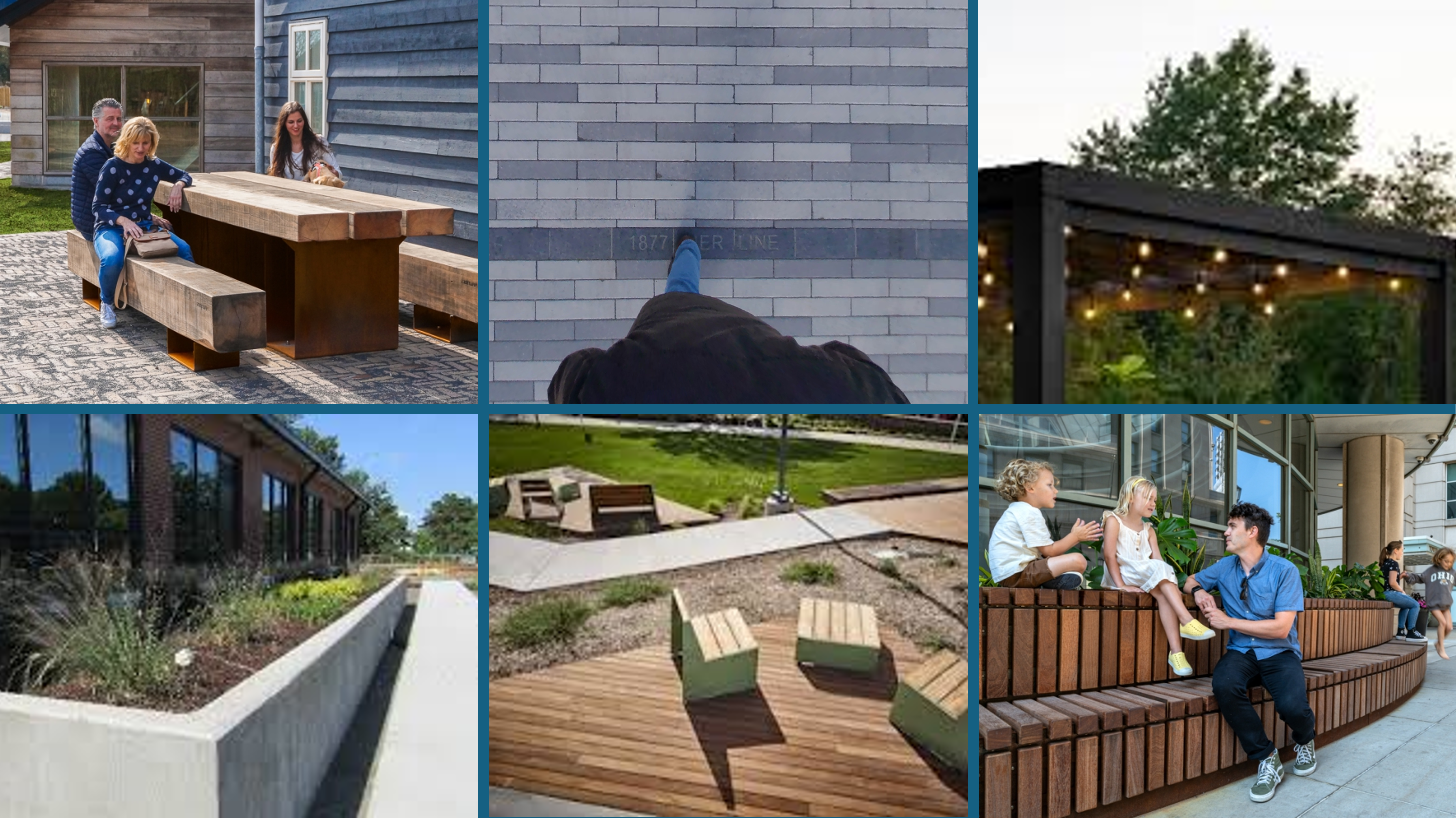Materials and design inspiration used in the Waterfront Park Strand Street West Plaza elements.