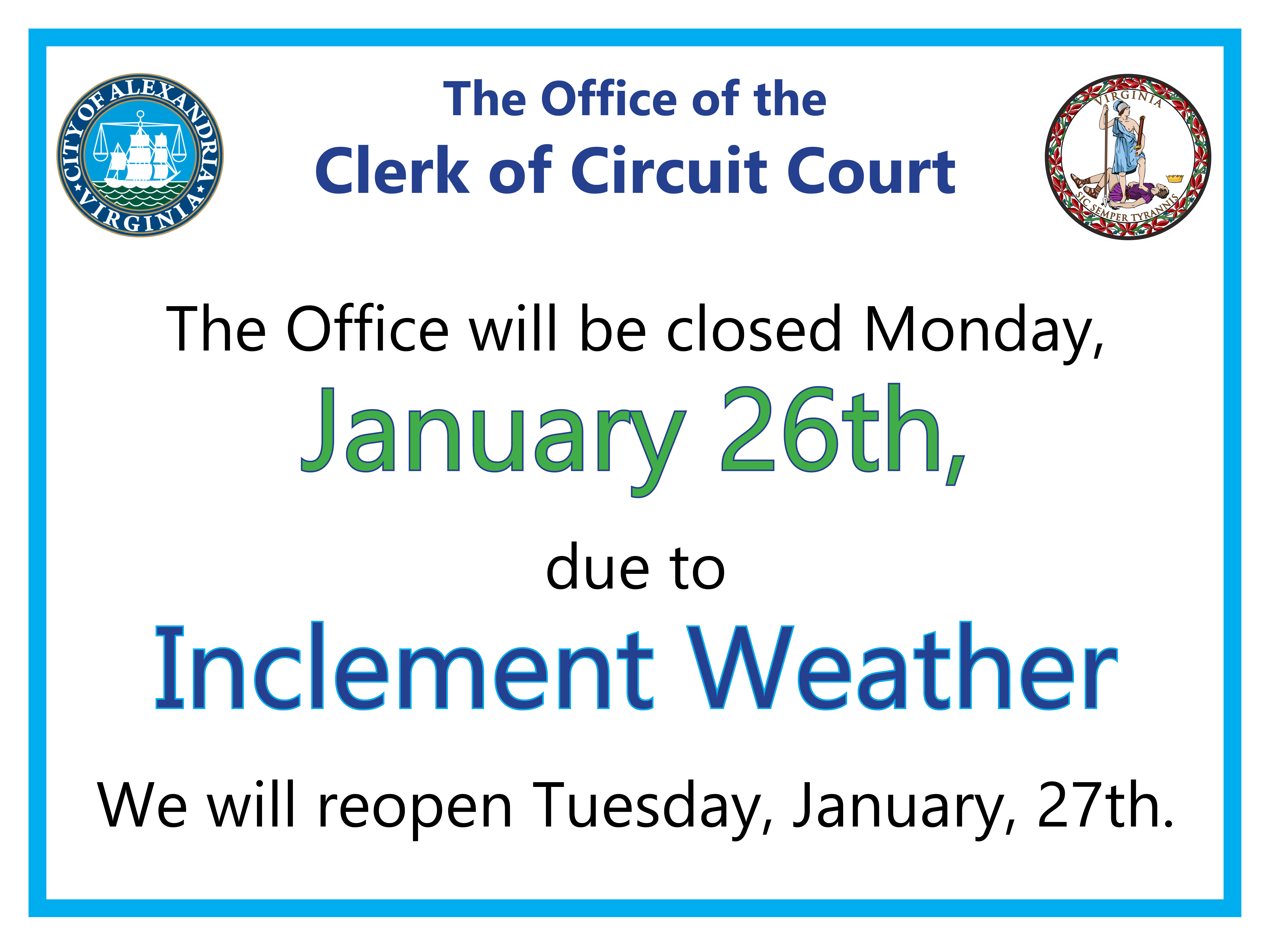 Weather Closure 1.26.26