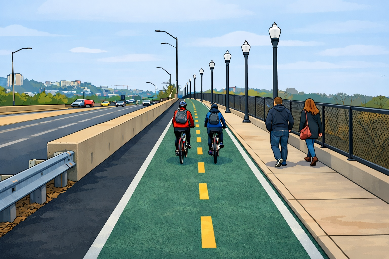 Graphical rendering of Concepts 2 and 3 crossing the Norfolk Southern railroad