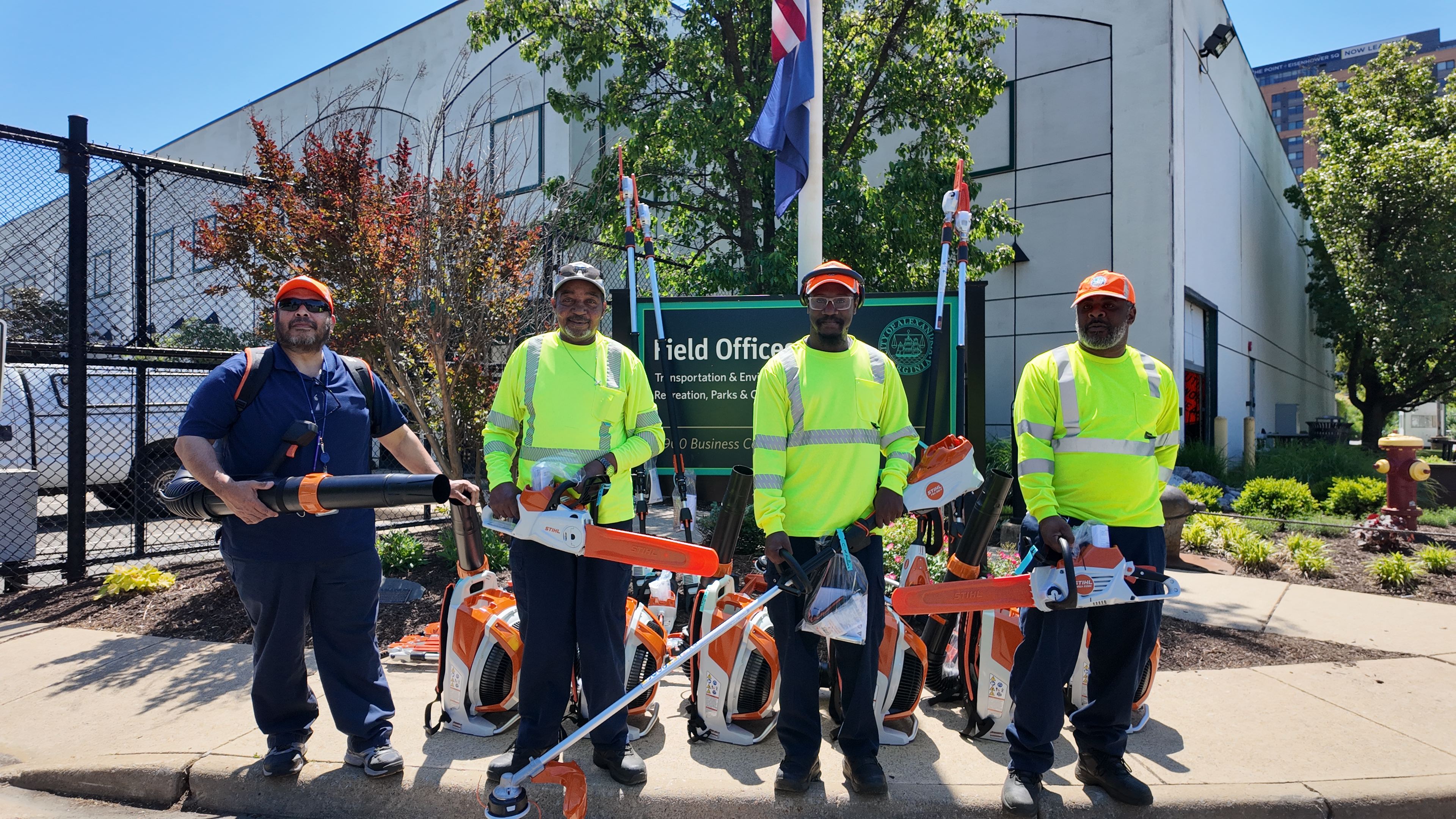 City staff with electric equipment
