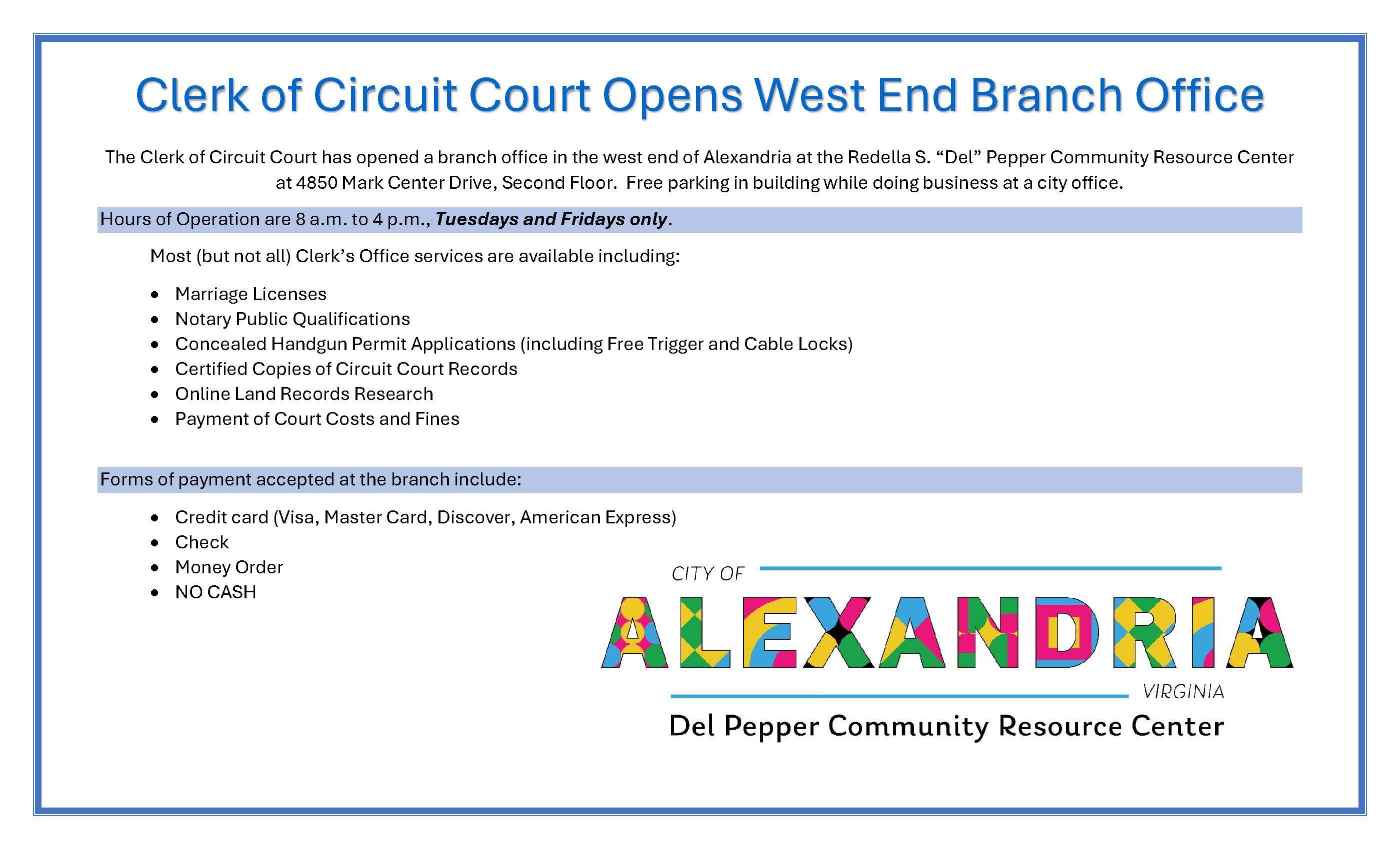 Clerk of Circuit Court  City of Alexandria, VA