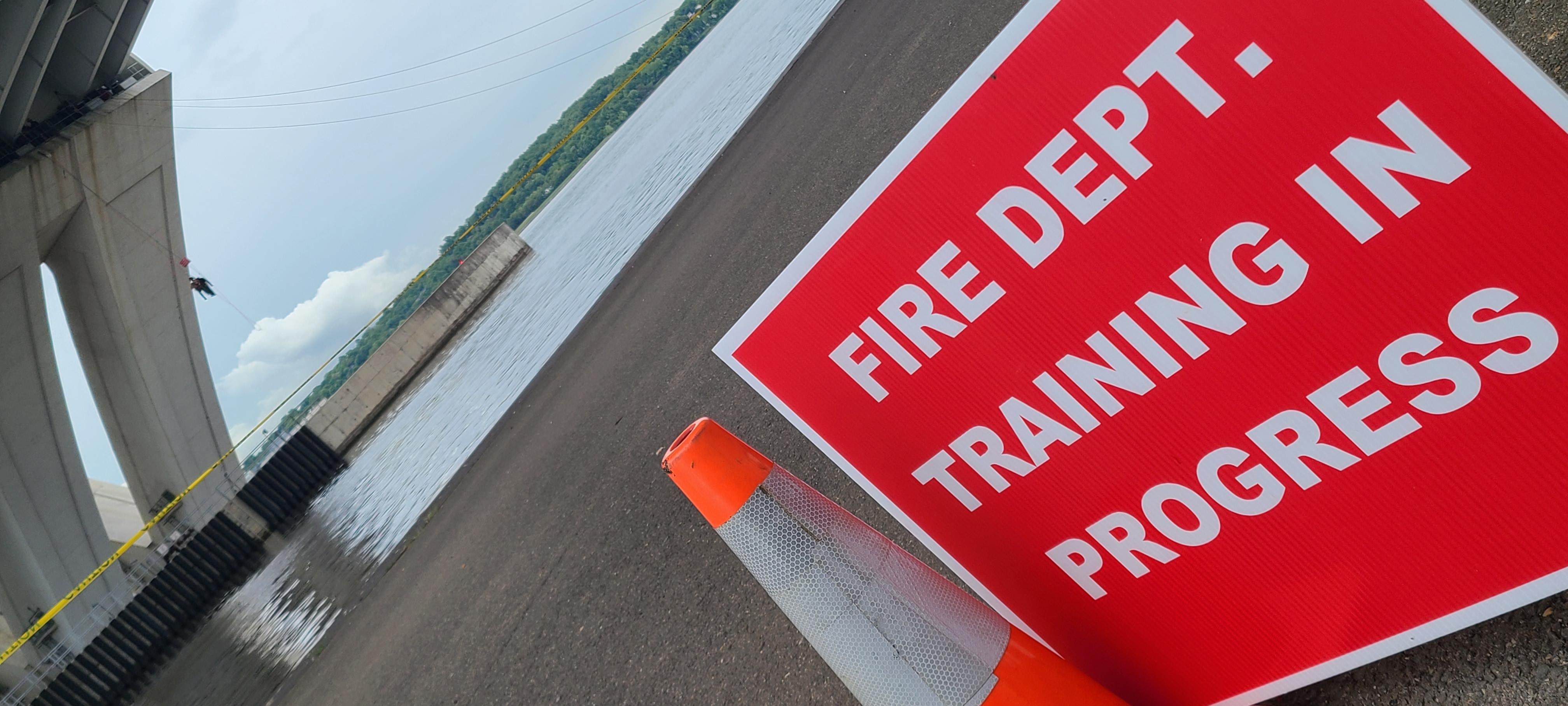 Fire Department Training in Progress Sign