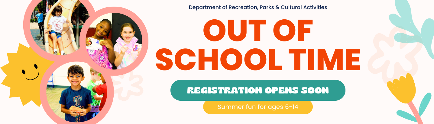 Images of summer campers with the words Out of School Time Registration Opens Soon