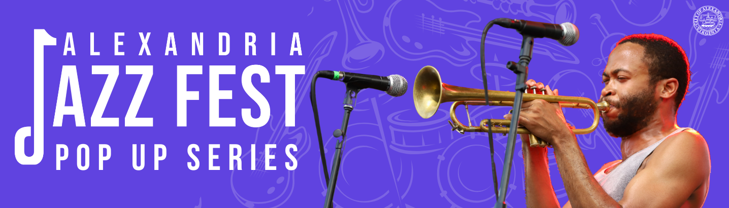 Banner reads "Alexandria Jazz Fest Pop-up Series"
