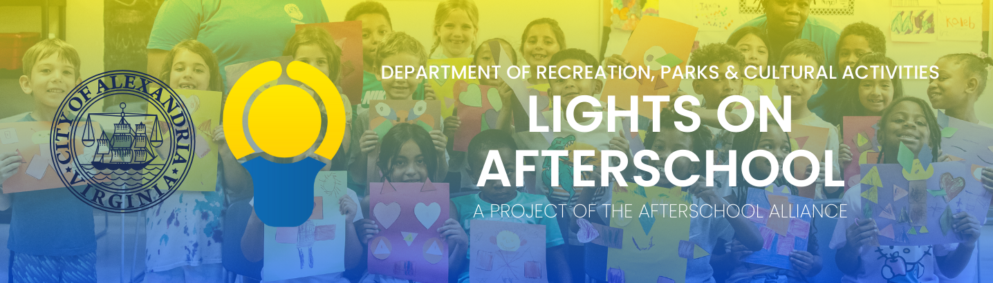 City seal, Lights On Afterschool logo on the left and the words Department of RPCA, Lights on Afterschool, A Project of the Afterschool Alliance
