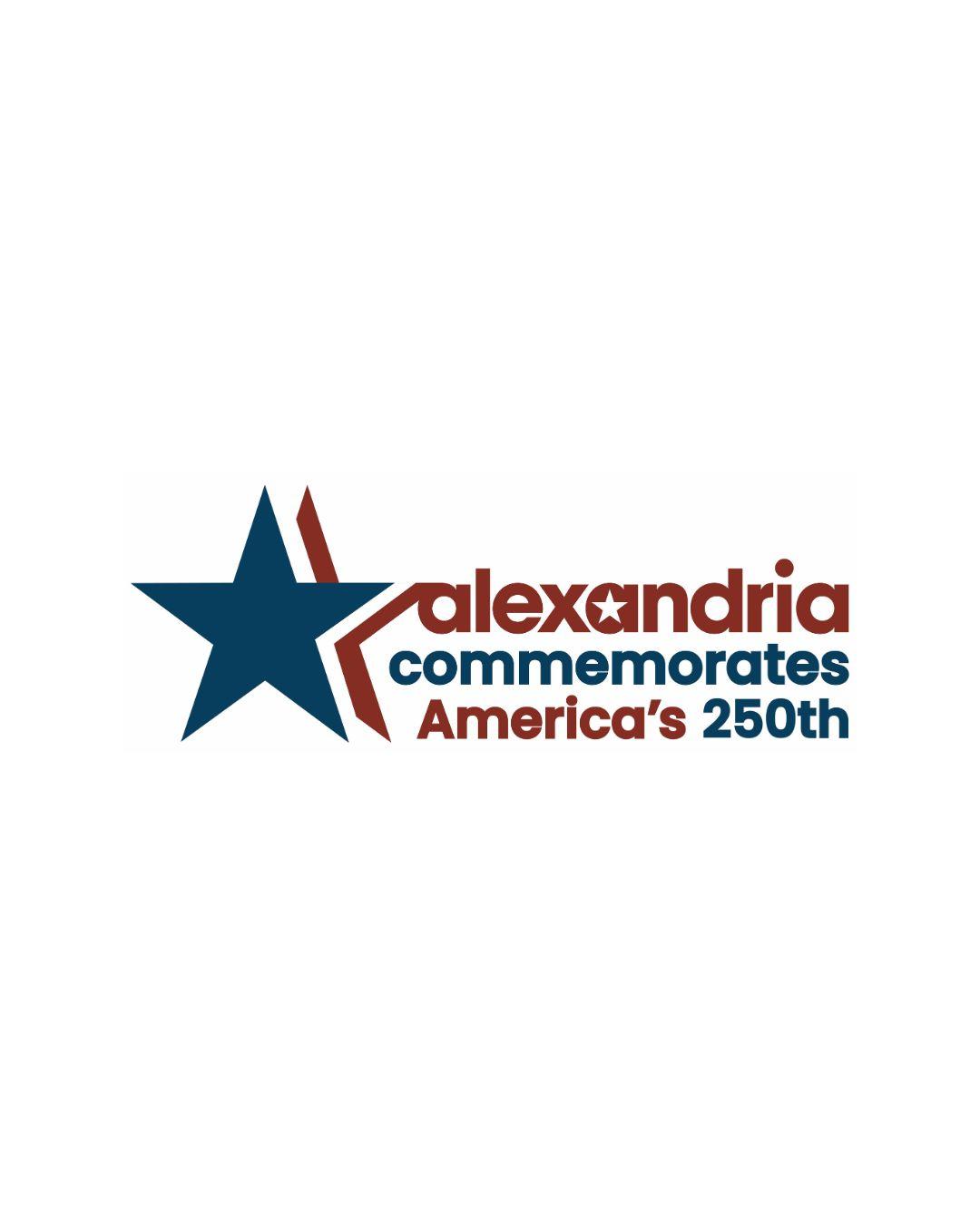 Alexandria commemorates America's 250th, in red and blue with five-pointed star
