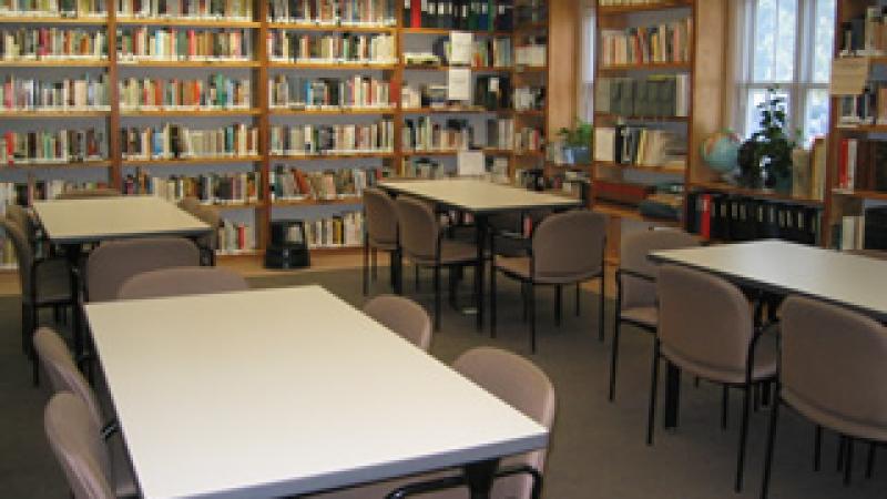 Watson Reading Room Interior with tables and bookshelves