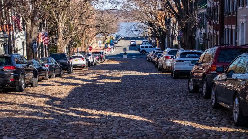 Photo of cars parked on a cobbled street in Old Town