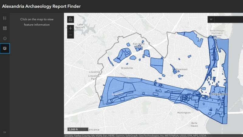 image of GIS app showing map of Alexandria