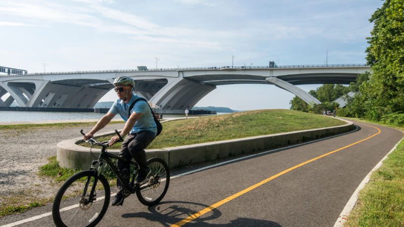 Bike riding on trail in Alexandria
