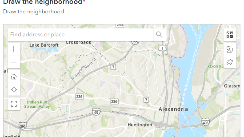 GIS city base map with words Draw the neighborhood