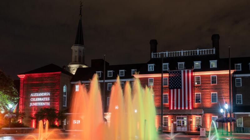 Juneteenth illumination city hall, 2021