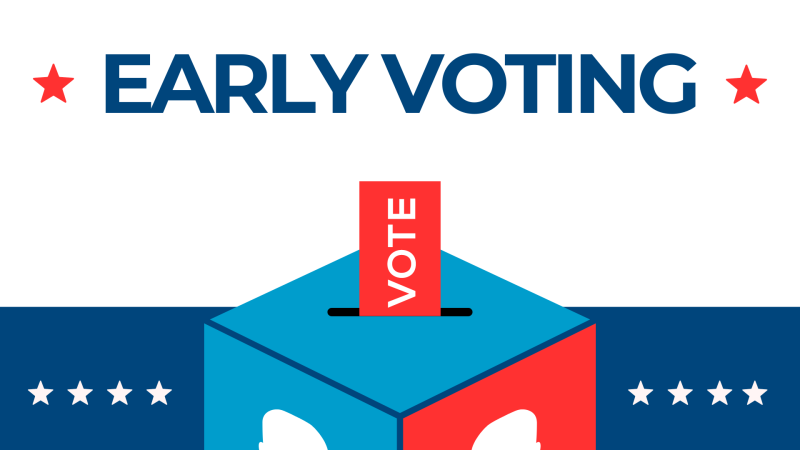 early voting graphic with ballot box