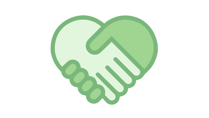 Icon of two hands shaking hands making a heart shape