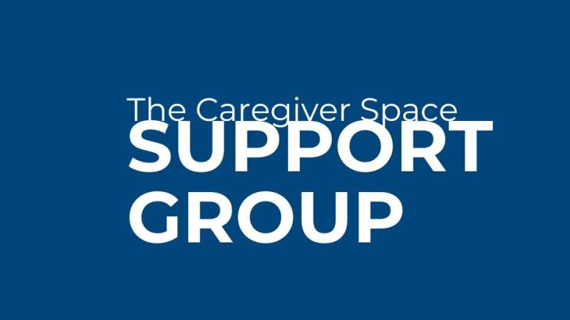 Blue banner with the words The Caregiver Space Support Group