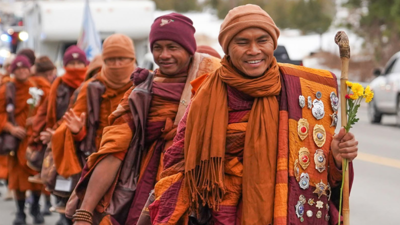 Monks participating in the Walk for Peace