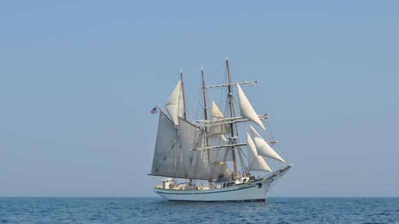 Tall Ship Gazela on the ocean at full sail