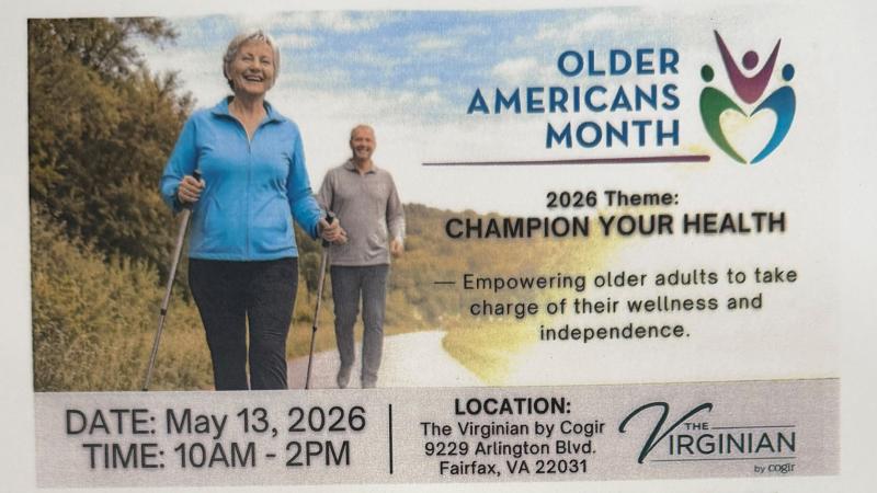 Picture of two people walking for older American's month