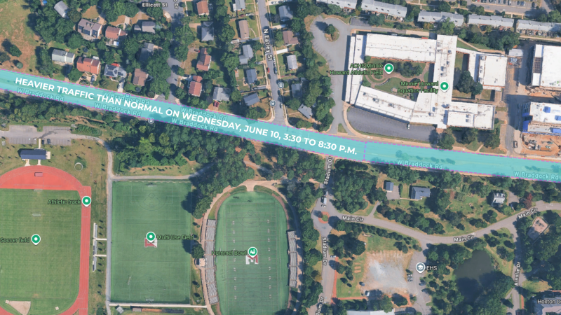 traffic impacts to the 3900 Block of W. Braddock Rd due to event