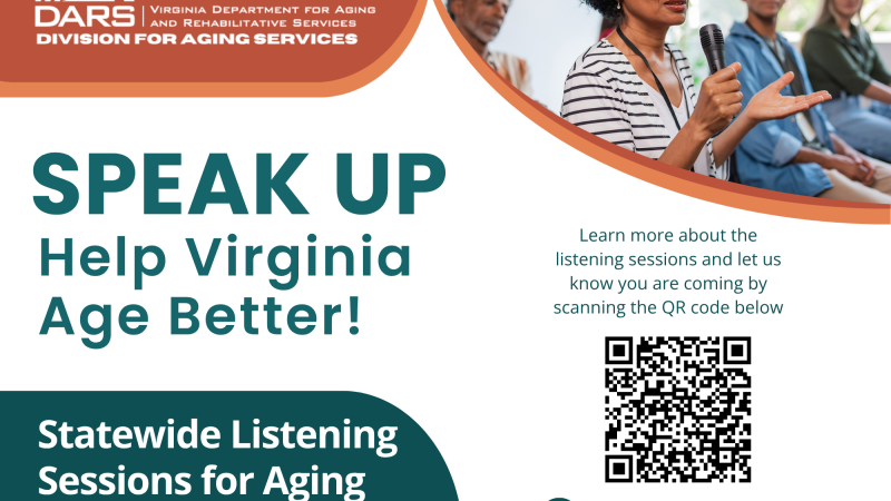 Flier for Statewide listening sessions with QR code to sign up