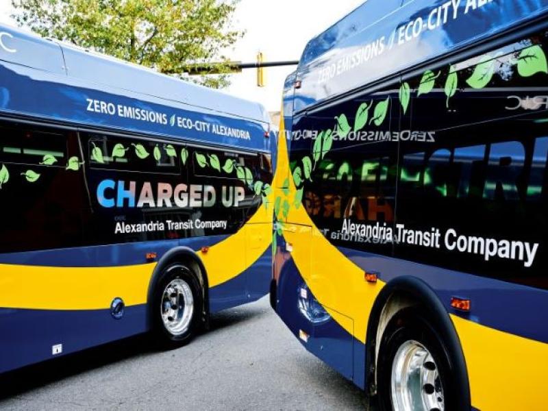 Photo of DASH electric buses with Eco-City Alexandria stickers